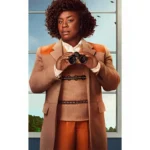 The Residence 2025 Uzo Aduba Brown Leather Patches Jacket
