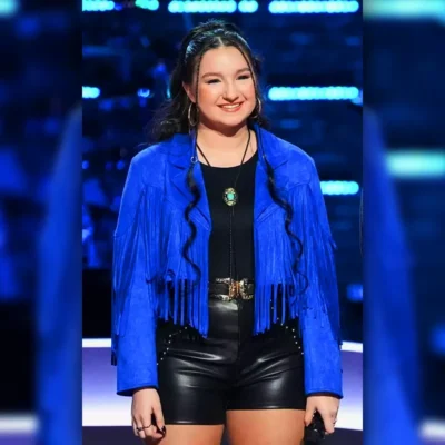 The Voice Hailey Wright Blue Fringed Jacket