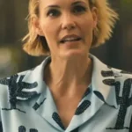 The White Lotus S03 Leslie Bibb Blue Cactus Print Shorts Set