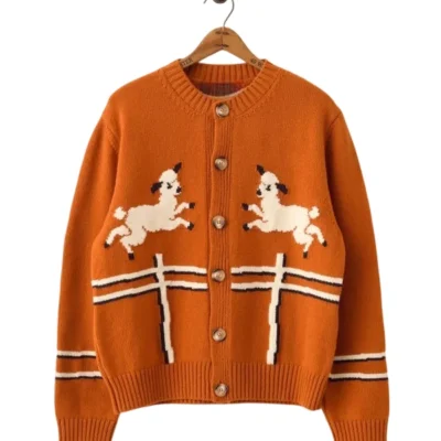 This Morning 2025 Will Best Lamb Motif Orange Cardigan