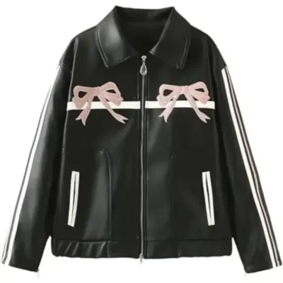 WWE NXT 2025 Carla Gonzalez Pink Bow Black Leather Jacket