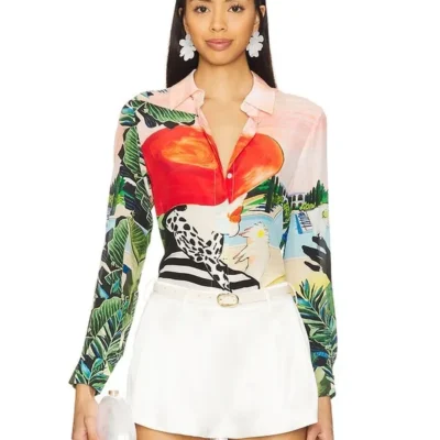 Will Trent S03 Sonja Sohn Pink Beach Printed Shirt