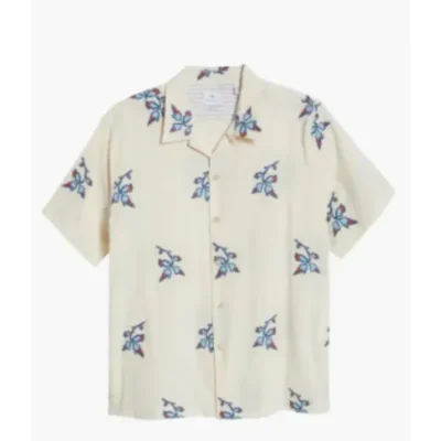 Access Hollywood 2025 Scott Evans Blue Floral Camp Shirt