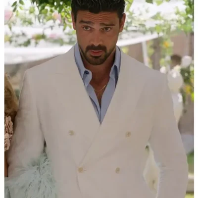 Another Simple Favor Michele Morrone White Blazer