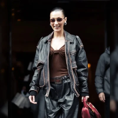 Bella Hadid Paris Distressed 2025 Jacket