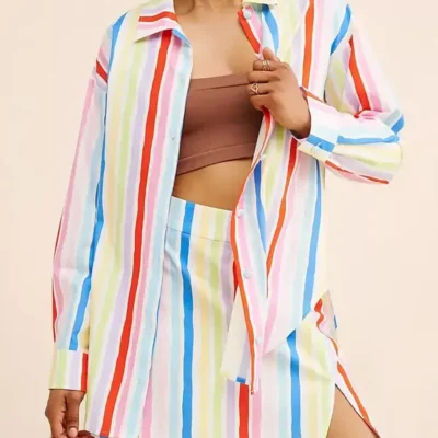 Good Morning America Emily Henry Striped Multicolor Shirt