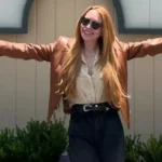 Freakier Friday 2025 Lindsay Lohan Brown Leather Jacket