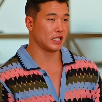 Love Hotel S01 Joel Kim Booster Colorblock Crochet Shirt