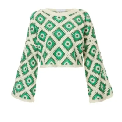 The Feud S01 Megan Trower Green Crochet Top