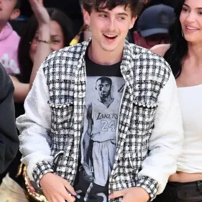 Timothee Chalamet Tweed Houndstooth Jacket