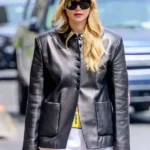 New York City Jennifer Lawrence Leather Blazer