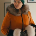 North Of North 2025 Anna Lambe Fur Collar Orange Coat