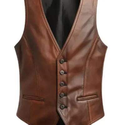 Vintage Men Brown Leather Vest
