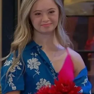 Days of our Lives Felicity Greene Blue Floral Embroidered Shirt