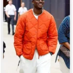 F1 2025 Damson Idris Orange Quilted Bomber Jacket