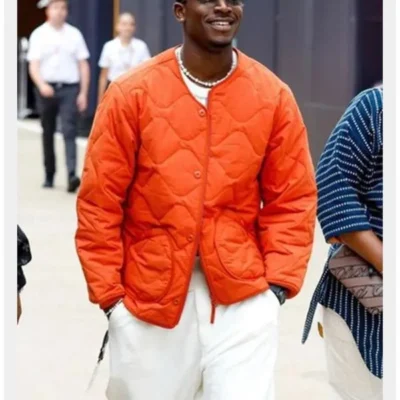 F1 2025 Damson Idris Orange Quilted Bomber Jacket