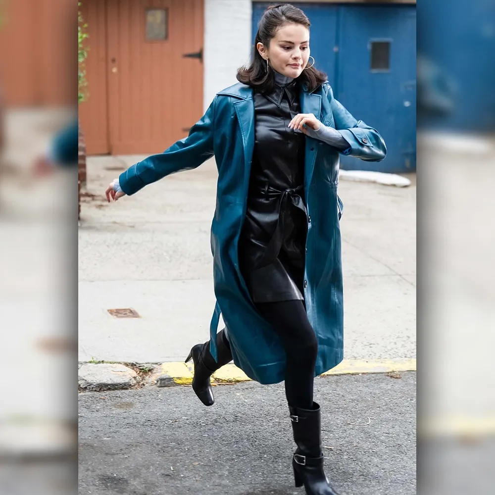Selena Gomez 2025 Leather Coat