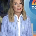 The Today Show 2025 Savannah Guthrie Blue Sequin Striped Shirt
