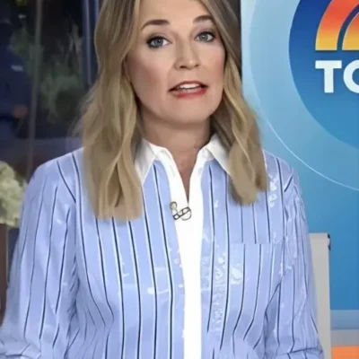 The Today Show 2025 Savannah Guthrie Blue Sequin Striped Shirt