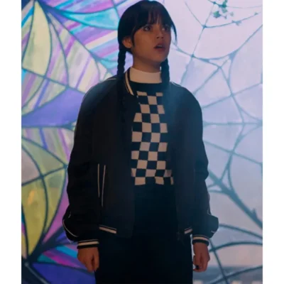 Wednesday 2022 Jenna Ortega Black Bomber Jacket
