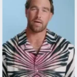 E! News Travis Kelce Pink Printed Shirt