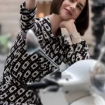 Emily In Paris S05 Lily Collins Brown Chain Print Jumpsuit