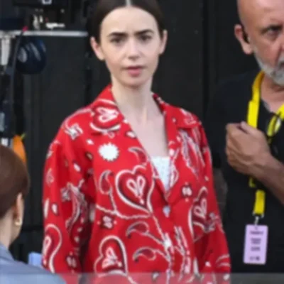 Emily In Paris S05 Lily Collins Red Paisley Shirt