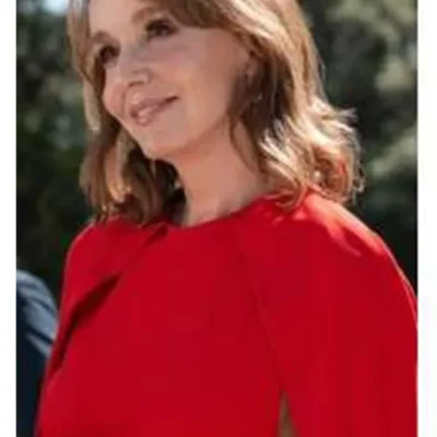 Emily In Paris S05 Philippine Leroy-Beaulieu Red Crepe Dress