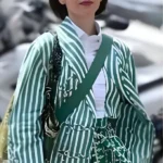 Emily In Paris S05 Lily Collins Green Striped Jacket