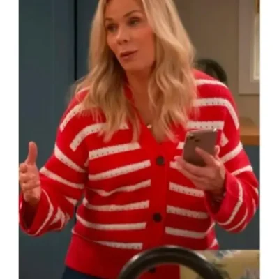 Leanne S01 Leanne Morgan Pink Striped Cardigan