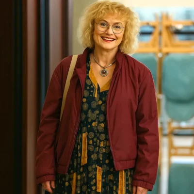 Maxine Peake I Swear Maroon Jacket 2025