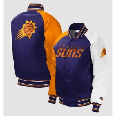 Phoenix Suns Full-Snap Raglan Purple Varsity Jacket