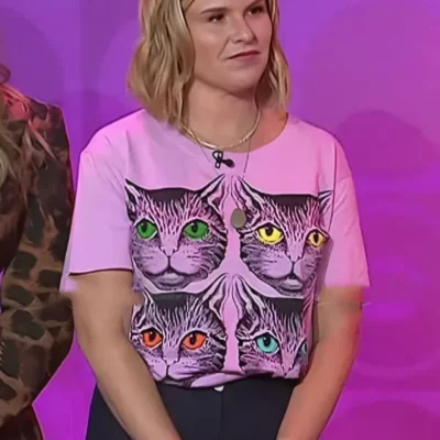 The Today Show 2025 Jenna Pink Cat Print T-Shirt