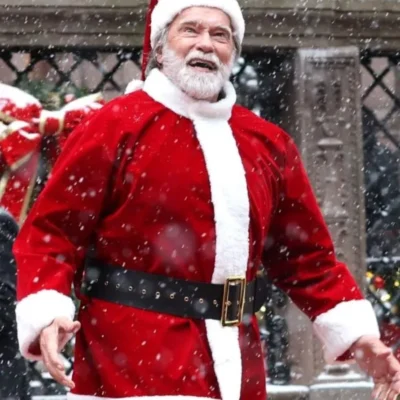 Arnold Schwarzenegger Man With The Bag Santa Claus Coat