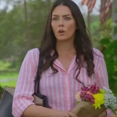 Double Scoop fornt Taylor Cole Pink Striped Shirt