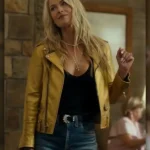 Landman 2024 Ali Larter Gold Leather Biker Jacket