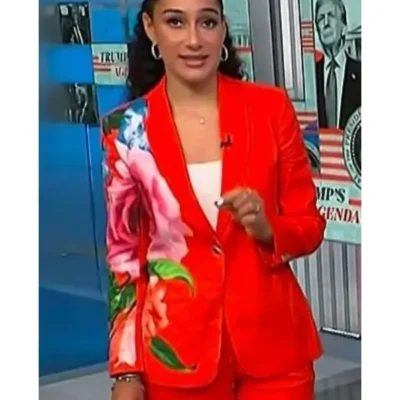 NBC News Daily Morgan Radford Red Floral Blazer