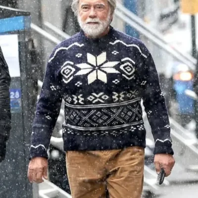 The Man With The Bag Arnold Schwarzenegger Blue Sweater