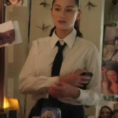 The Summer I front Turned Pretty Belly Conklin White Shirt