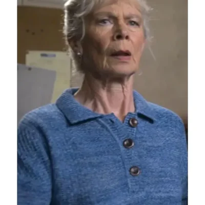 The Thursday Murder Club 2025 Celia Imrie Blue Sweater