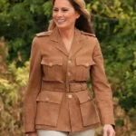 Melania Brown Suede Belted Jacket