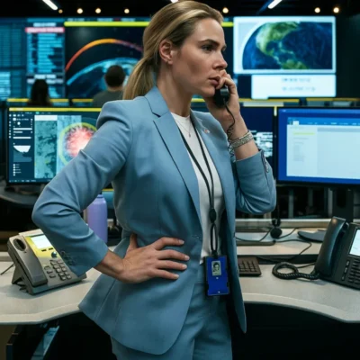 A House of Dynamite Rebecca Ferguson Blue Blazer