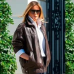 First Lady Melania Brown Leather Jacket