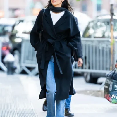 Kendall Jenner SoHo NYC 2025 Black Wrap Coat