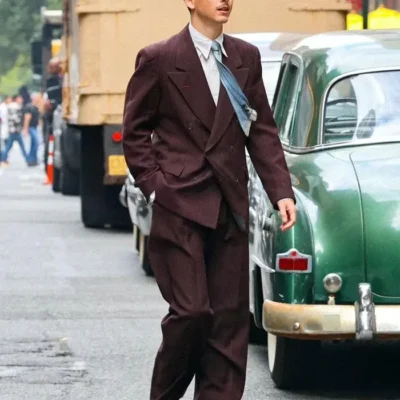 Marty Supreme 2025 Timothée Chalamet Maroon Suit