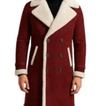 Maroon Shearling Long Winter Coat