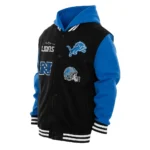 Detroit Lions Blue Hooded Varsity Jacket