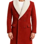 Red Shearling Christmas Trench Coat