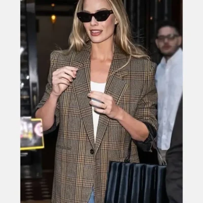 Margot Robbie Plaid Blazer