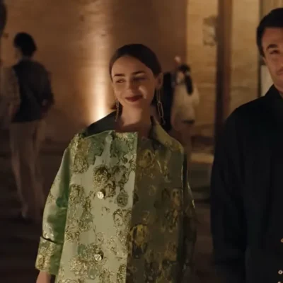 Emily In Paris S05 Lily Collins Green Floral Coat